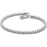SHIBIDEBAOHUA Solid 925 Sterling Silver 3mm Round Box Chain Bracelet Cable Chain with Lobster Clasp, 6.3" to 9" Length for Men & Women