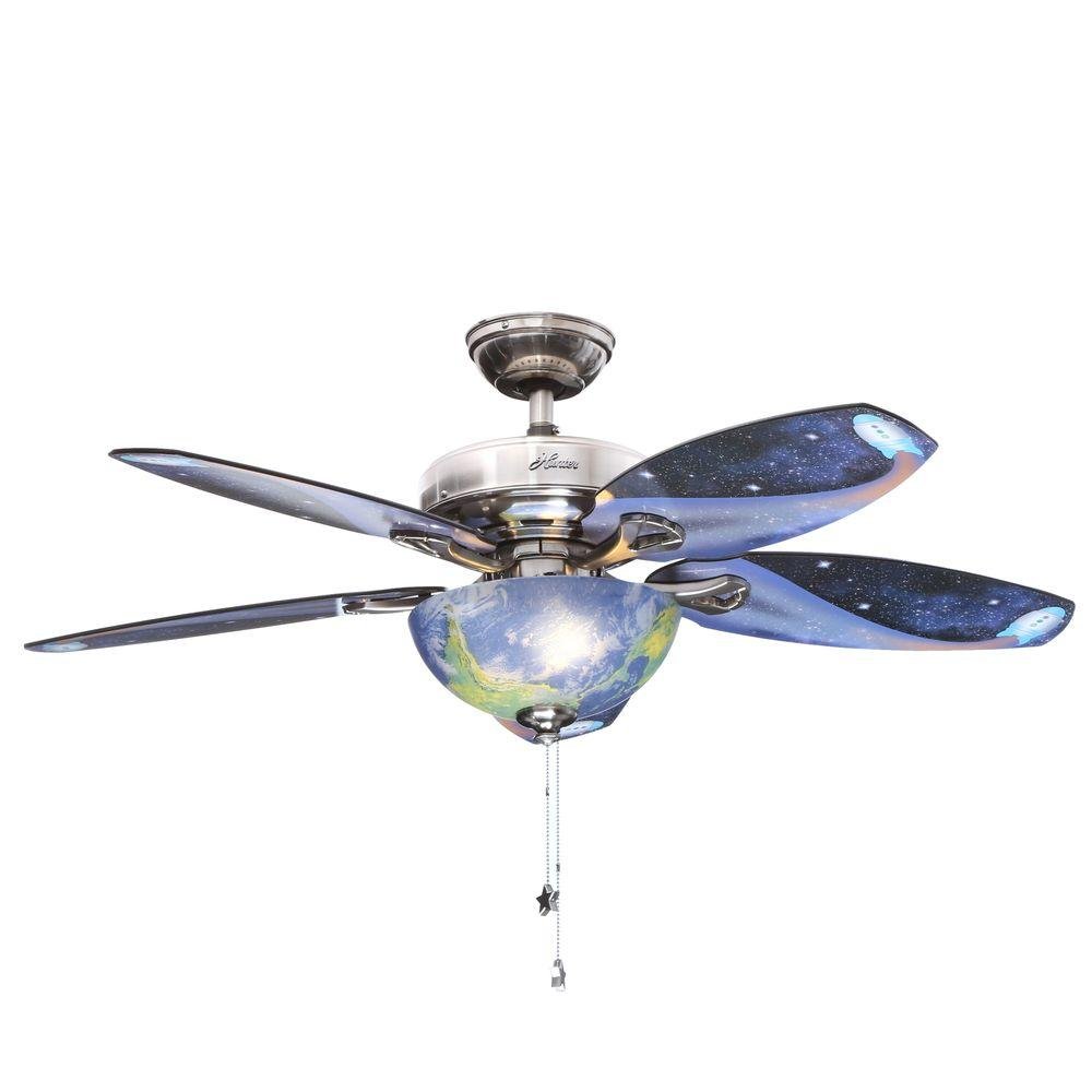 Hunter Space Discovery 48 in. Brushed Nickel Ceiling Fan with Earth