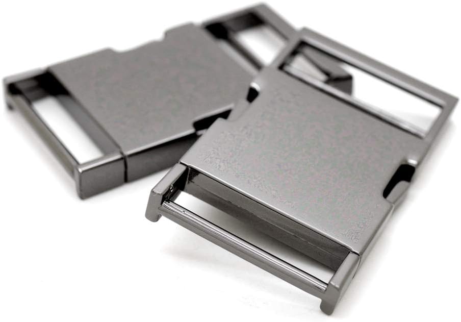 CRAFTMEmore 2 PCS 1-1/4 Inches Metal Quick Side Release Buckle Webbing Bag Clip Lock Belt Strap Backpacks Collar - Premium Quality (Gunmetal)