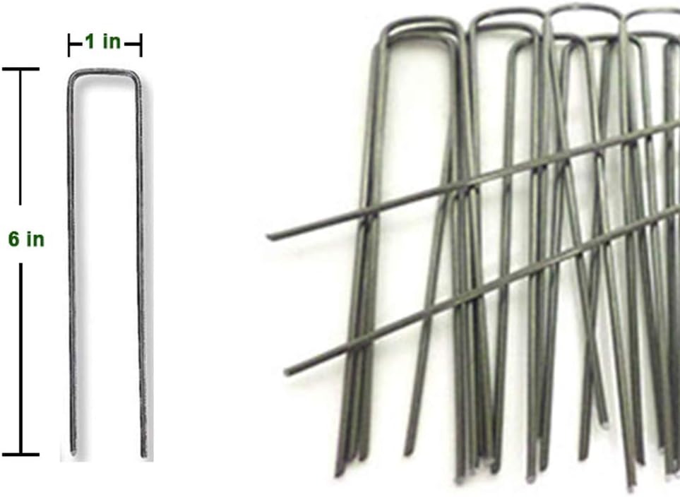 Ecoduty Contractor Grade Solid Steel 6 inch 11-Gauge Sod Staples for Landscape Fabric, Weed Barrier, Seed Blanket, drip line, Landscape Lighting Contractor's Choice, Garden Stakes (200 Pack)