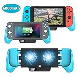 Charging GripStand with Cooling Fan for Nintendo Switch/Switch Lite, Protective 6000mAh Battery Charger Support, Silent Double Cooling Fans, Quick Charging Cooling Controller with Kickstand (Blue)