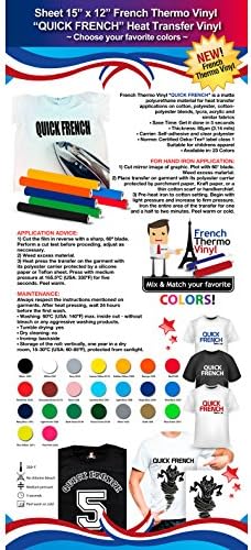 Gercutter´s Store: 15"x12" French Thermo Vinyl “QUICK FRENCH” Heat Transfer Vinyl Sheet - Color: WHITE (on Cotton or Polyester Mesh and Poly-blend Fabrics