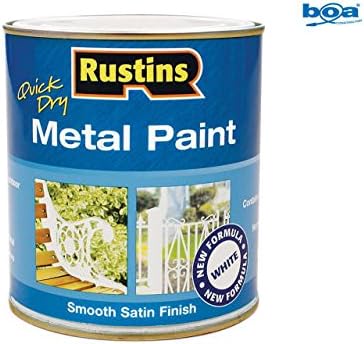 Rustins - Quick Dry Metal Paint Smooth Satin White 500ml