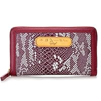 Sharif 1827 Anaconda Printed Leather Egyptian Plaque Zip Around Wallet (Brick)