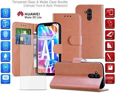 MobiBax Tempered Glass Screen Protector and Wallet Phone Case for Huawei Nova 3i (2018) INE-LX2 - Fingerprint Sensor Scanner, Card Slots and Magnetic Closure Tab Features in ROSE GOLD