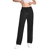 Auriviz Widen Waistband Sweat Pants for Women Exposed Pockets Lounge Sweatpants Straight Leg Pants 29’’ Inseam