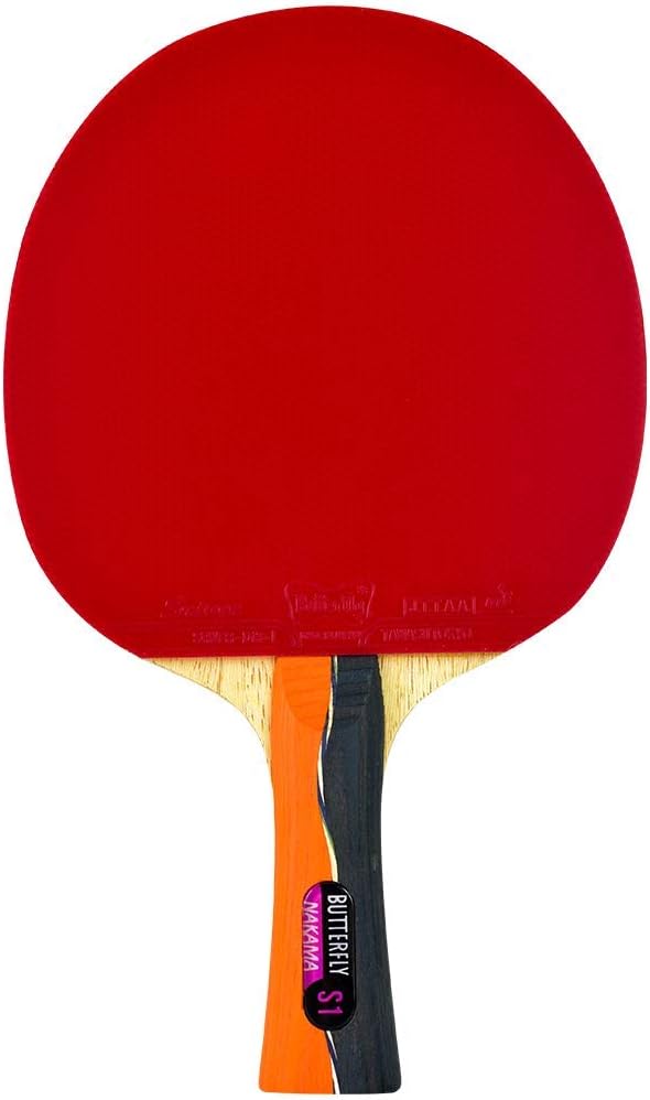 Butterfly Nakama S-1 Table Tennis Racket – Professional ITTF Approved Ping Pong Paddle – Sriver Rubber – Carbon Ping Pong Paddle – 2 Ping Pong Balls Included : Sports & Outdoors