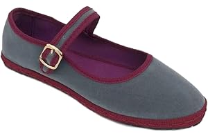 Skaenara Velvet Mary Janes Shoes for Women Red Ballet Flats with Strap HandStitch Womens Cloth Comfort Shoes Dressy Casual