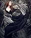 Black Evening Bird feathers Hand Painted & Printed Silk Cashmere Shawl Scarf