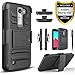LG K10 Case, LG Premier LTE Case, Combo Rugged Phone Cover and [HD Screen Protector] with Built-in Kickstand and Holster Locking Belt Clip + Circlemalls Stylus Pen for LG K10 / LG Premier LTE - Black