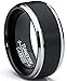 9MM Black Two Tone Tungsten Carbide Men's Brushed Wedding Band Ring, Comfort Fit Sizes 8 to 13
