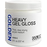 Golden Artist Colors - Heavy Gel Gloss - 8 oz Jar | Artist grade thick acrylic medium; thickens, extends colors, alters sheen, and adds translucency. Transparent