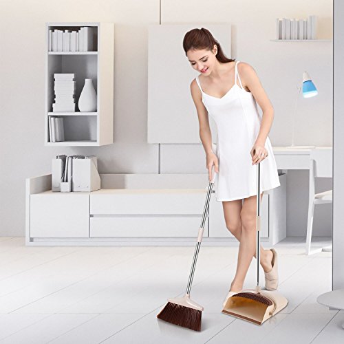 image for Gorich Windproof Broom and dustpan set upright with long handle Great 