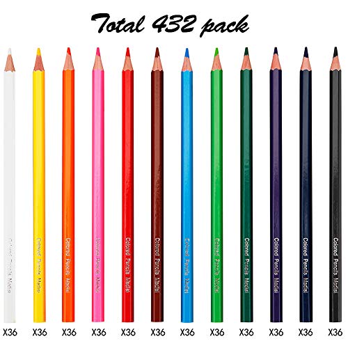 Madisi Colored Pencils Bulk PreSharpened 12 Assorted Colors 432