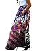 Women's African Print Pleated Maxi Dress Ball Gown Length Skirt Purple Medium