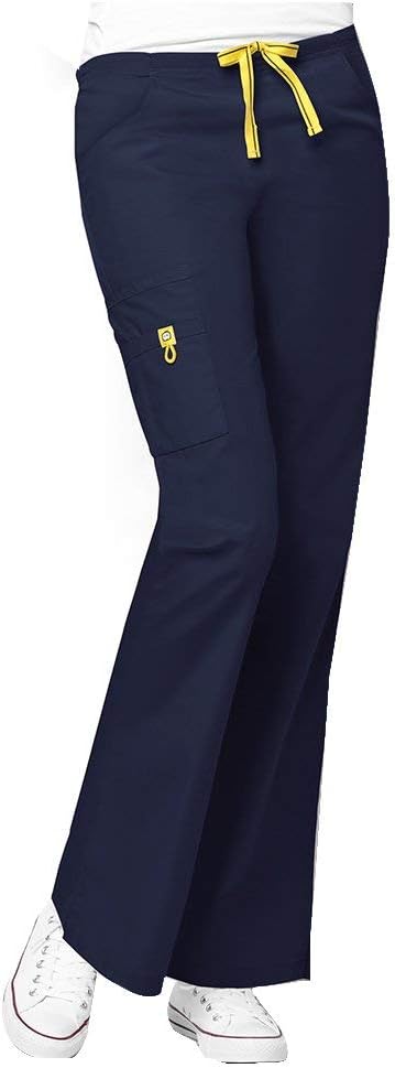 WonderWink Origins Women's 6016 Bravo V-Neck Top & Romeo Drawstring Pant 5026 Medical Uniforms Scrub Set (Navy - Large/Large)