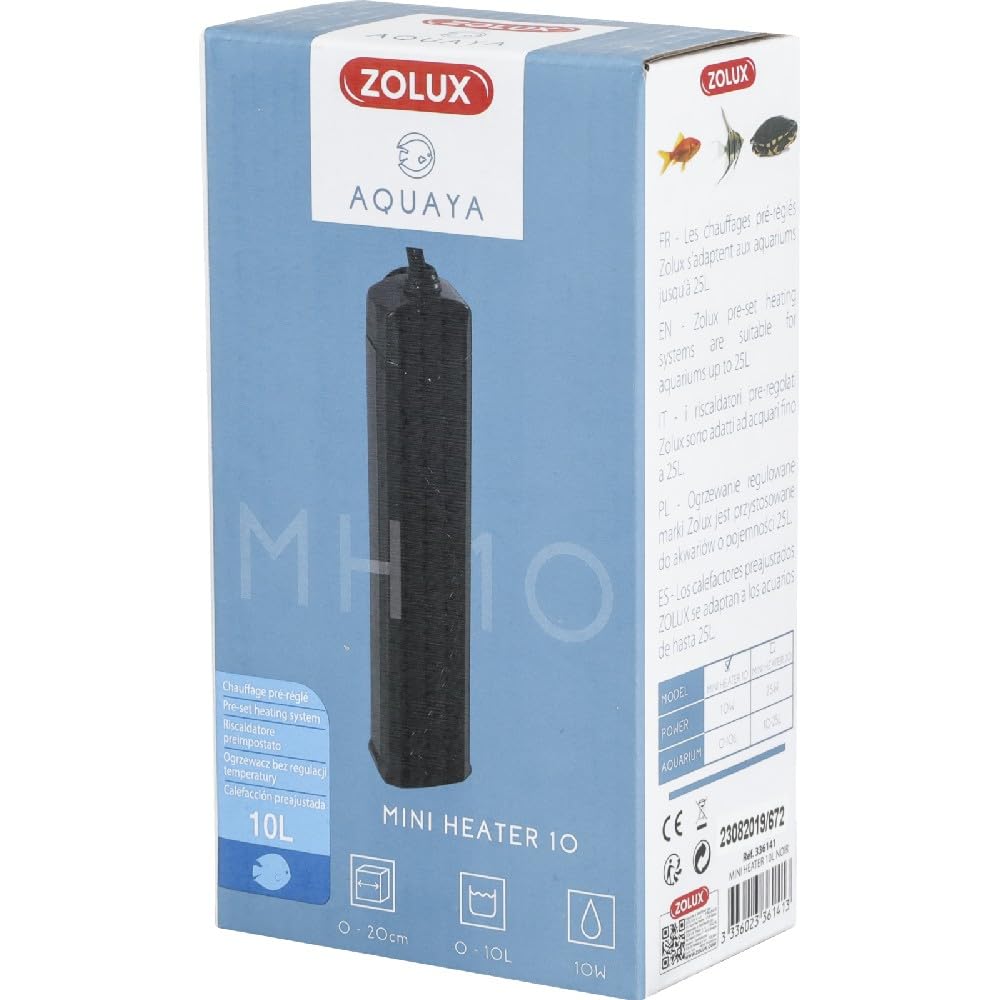 Zolux - Pre-adjusted heater for aquariums from 0 to 10 L power 10 W - ZO-336141