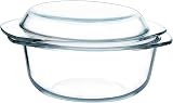 NUTRIUPS Glass Round Casserole 1.5L with Lid and Handles Oven Proof