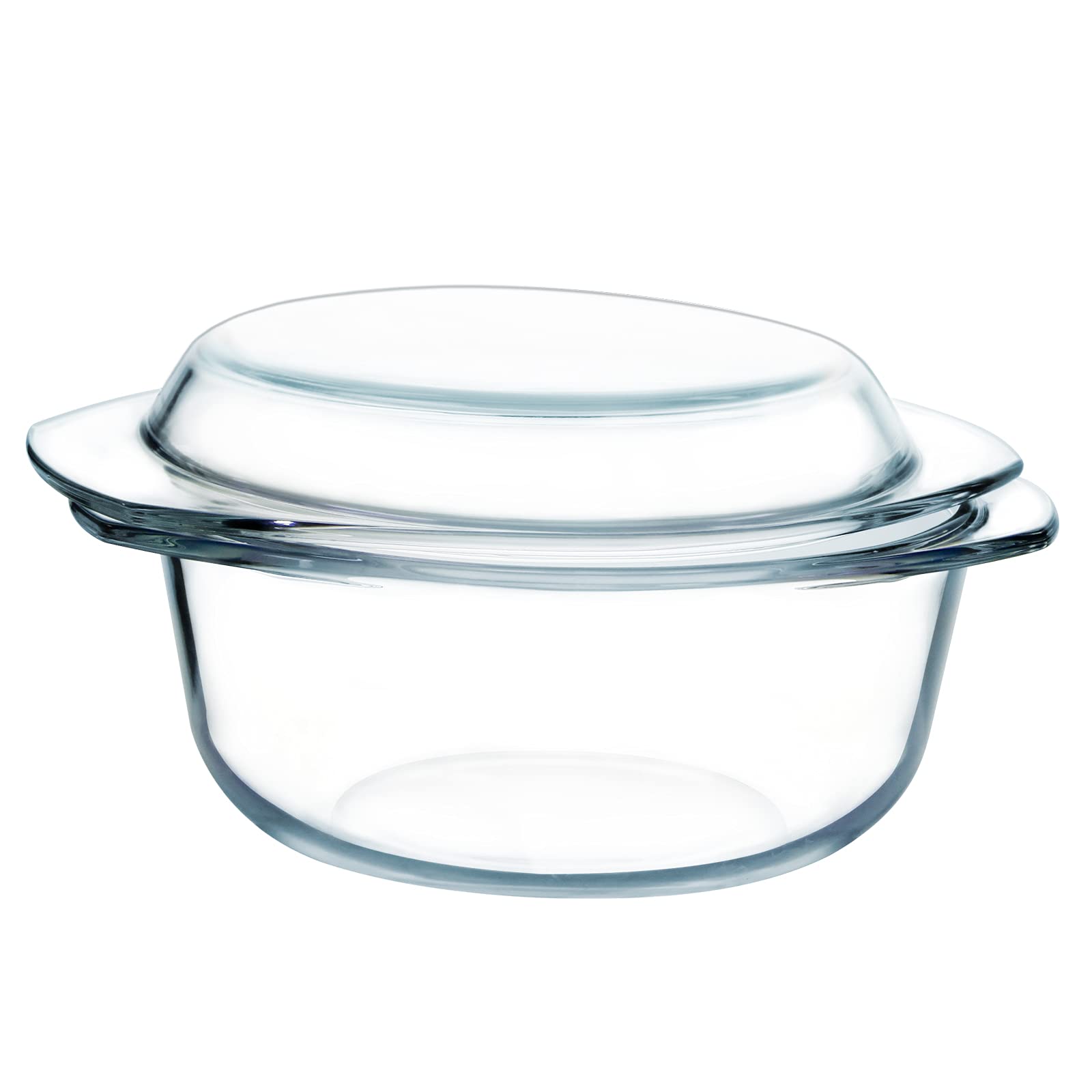 NUTRIUPS Glass Round Casserole Dish with Lid and Handles - 1.5L Oven Proof, High Resistance