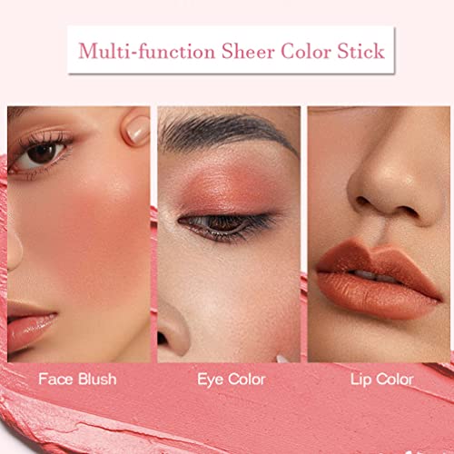 SOFT CREAM BLUSH STICK, LIQUID BLUSH MAKEUP FOR CHEEKS, MULTI SHEER BIG BRUSH LIQUID SKIN TINT STICK FOR EYES AND LIPS, LONG-WEARING, NATURAL-LOOKING,BLENDS PERFECTLY ONTO SKIN (MILK PINK)