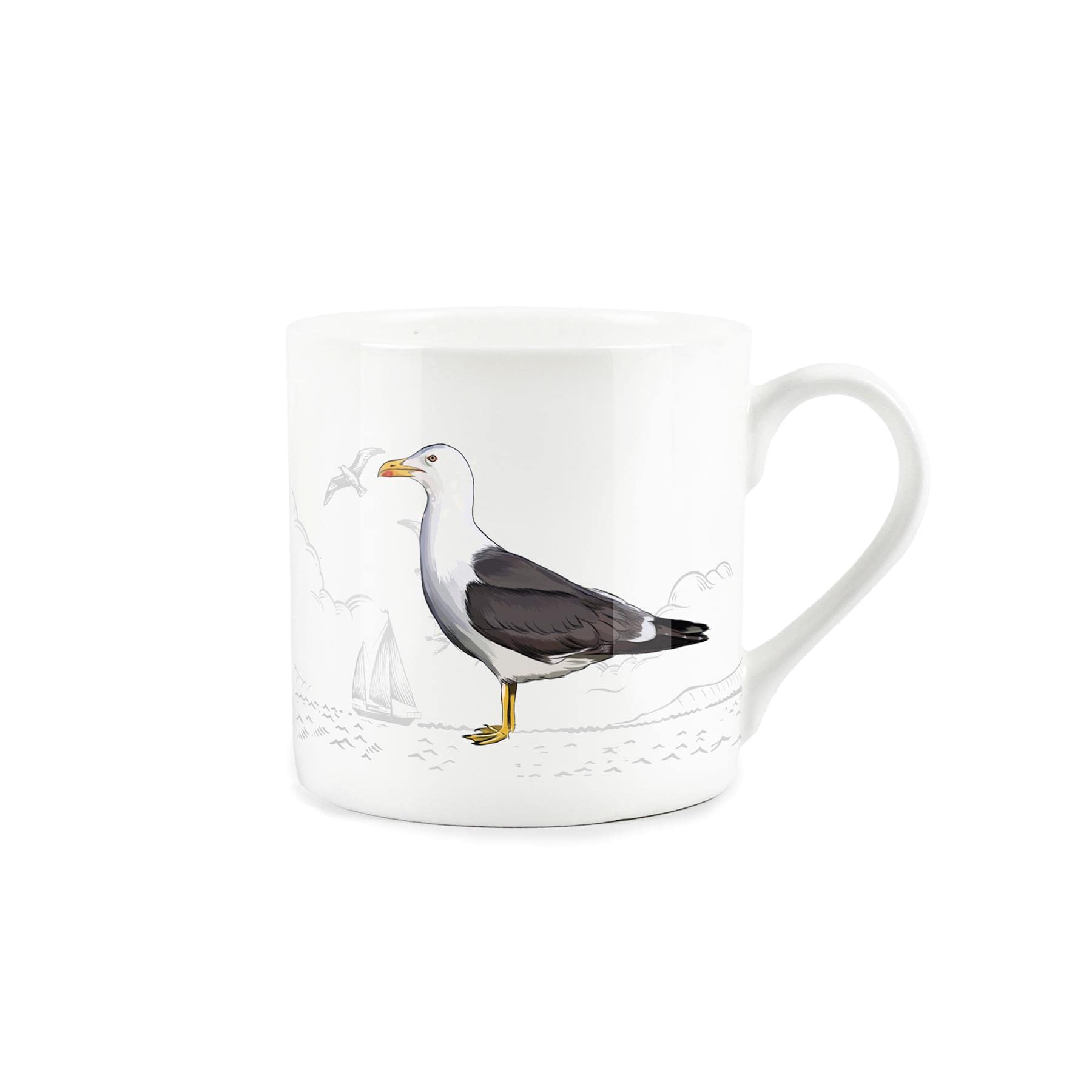 Purely Home Coastal Animals Seagull Seaside Themed Mug - Fine Bone China White Coffee/Tea Present Gift