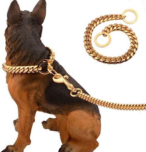 VVAP Strong Choke Cuban Chain Dog Collar+Premium Chain Heavy Duty Dog Leash,for Small Medium Large Dogs Control Training Walking,30inch
