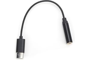3.5mm TRRS to TypeC Adapter Cable, Braid Audio Converter, Black Lightweight - Durable Weaving Material, Hands - Free Call Sup