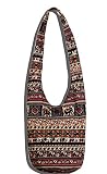 Hippie Crossbody Bag Thai Top Zip Hobo Sling Bag Handmade Hipster Messenger Bag (Elephant)