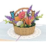 Lovepop Flower Basket Pop Up Card, Card for Mom, Card for Wife, 3D Card, Flower Card, Spring Card, Greeting Card, Thank You Card, Appreciation Card