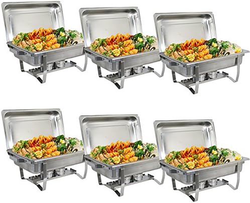 ZenChef New Version 8 Qt Stainless Steel Chafing Dish, Full Size Chafer, Food Warmer with Water Pan, Food Pan, Fuel Holder and Lid (6)