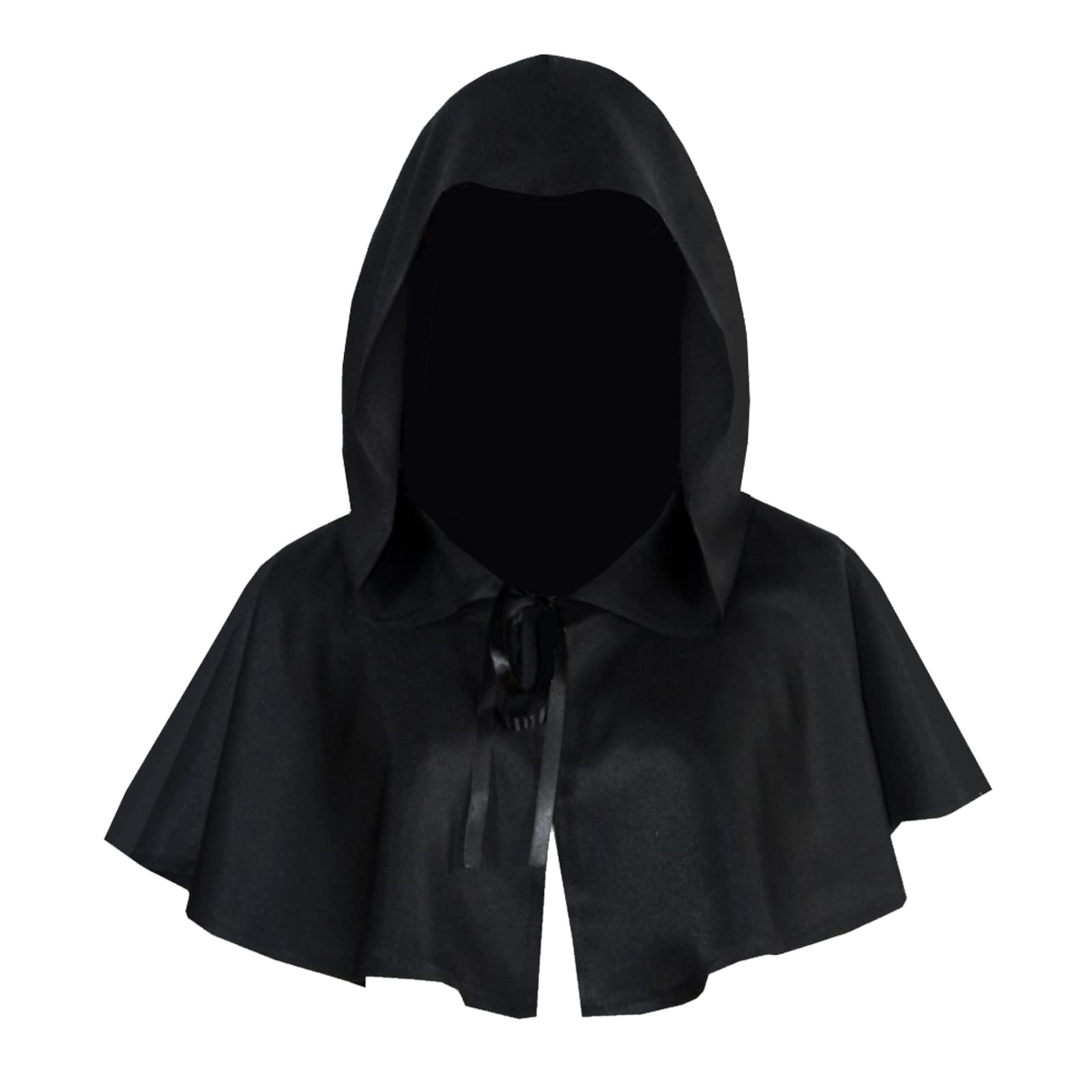 AWOCAN Halloween Costume Cloak Hoodie Hooded Cape Cloak Death Cosplay Gothic Cloak Witch Wizard Vampire Medieval Hooded Cowl Lace-Up Hat (style1-black)