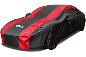 AltoCover Car Cover Waterproof All Weather Protection with Red Stripe Design, Universal Fit Ford Mustang, Chevrolet Camaro, Toyota Camry, Honda Accord Civic, Nissan Altima,Tesla Model 3