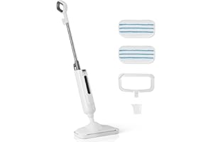 Sweetcrispy Steam Mop for Floor Cleaning,Lightweight Floor Steamer Cleaner for Hardwood/Tile/Laminate Floors Carpet, 2 Washable Pad,White and Grey