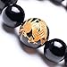 Merdia Men's Tiger Eye Stone Elastic Bead Bracelet with Loong Pattern
