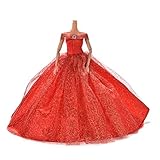 JiaUfmi 1pcs Fashion Dolls Dresses Wedding Trailing Skirt Dress Doll Clothes Red