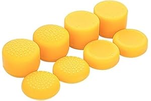 AMBERTOWN Pack of 8 pcs Analog Controller Gamepad Raised Antislip Thumb Stick Grips Thumbsticks Joystick Cap Cover for PS5, PS4, PS3, Switch Pro, Xbox one, Xbox 360, Wii U, PS2 Controller (Yellow)