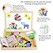 156 Pieces Wooden Educational Toy, Seacue Double Sided Drawing Easel Dry Erase Board Puzzles Alphabet Letters, Numbers, Animals Games, Educational Learning Game Toy for Kids