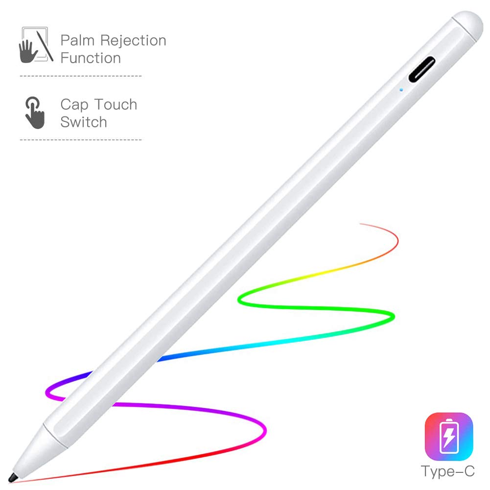 Elekpopu Stylus Stift mit Palm Rejection für Apple iPad 2018 & 2019 iPad Air 3 Mini 5 iPad Pro 11/12.9, 1.0 mm Feine Spitze, Hochpräziser iPad-Bleistift zum Zeichnen und Schreiben (Weiß)