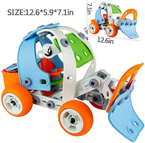 PBOX DIY Building Toys for Toddler, 132Pcs 5-in-1 DIY Creative stem Stacking Toys, Learning Block Set for Boys and Girls, Educational Construction Engineering Set Up Toy for 5 6 7 Year Old Kids