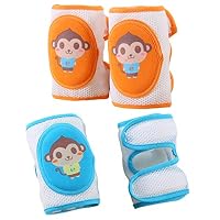 PERTTY 4Pcs Baby Knee Pads Cartoon Monkey Pattern High Elastic Adjustable Sponge Knee Brace Knee Protector for Babies Toddlers Kids