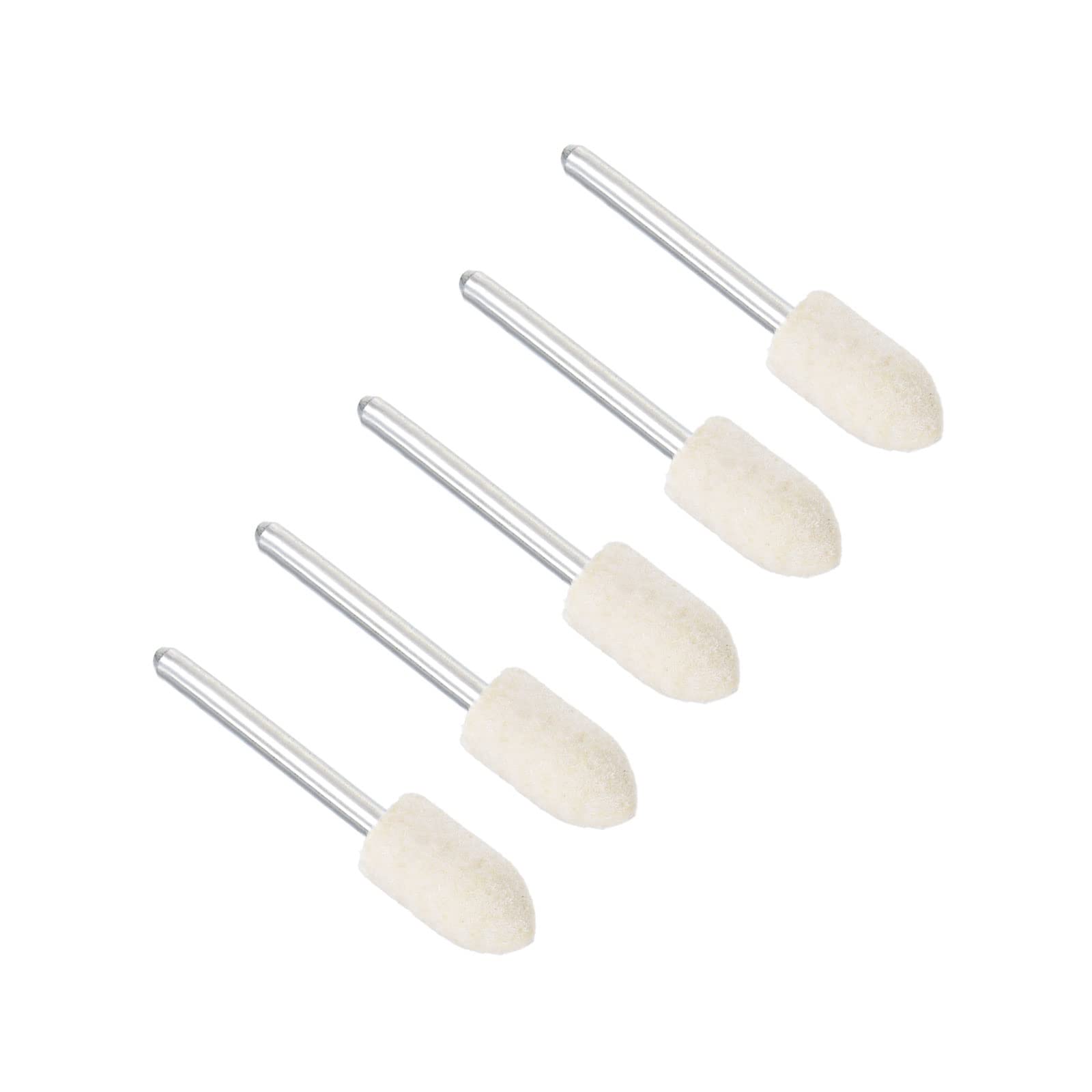 CoCud Wool Felt Mounted Polishing Bits 8mm Dia 1/8" Shank Tapered Buffing Head 5pcs