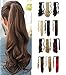 Wrap Around Synthetic Ponytail One Piece Heat Resistant Magic Paste Pony Tail Long Wavy Curly Soft Silky for Women Lady Girls 17'' / 17 inch (medium brown)