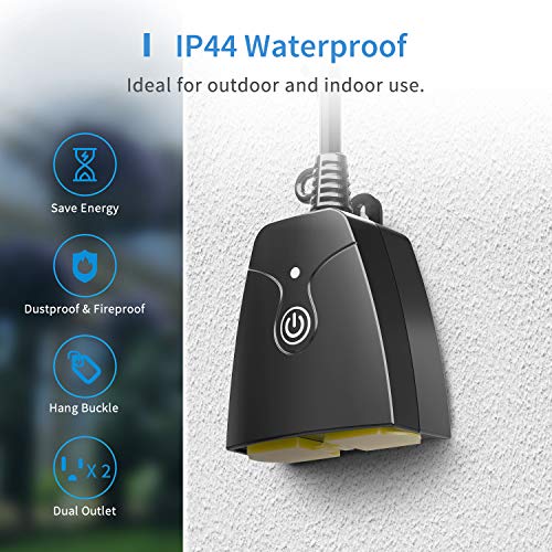 meross Outdoor Smart Plug Compatible with Apple HomeKit, Siri, Alexa, Google Assistant and SmartThings, Waterproof WiFi… - Image 3
