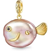 GNOCE Purple Fish Baroque Pearl Silver Pendant Dangle Charm for Her, S925 Sterling Silver Dangle Charm for Women Wife, Valentine‘s Day, Mother’s Day Jewelry Gift