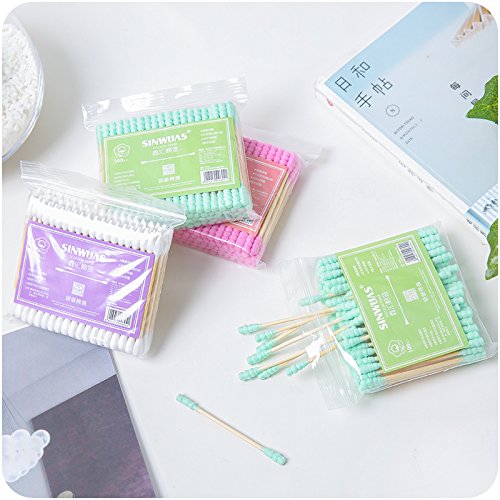 600 Piece Multicolor Cotton Swabs, Magnoloran Double Tipped Cotton Tipped Applicator Cotton Sticks Ear Swab Twist Cotton Tips Cosmetic Swabs with Bamboo Handle for Make-up & Cleaning Ear/Jewelry