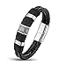 Areke Punk Rock Charms Bangle Bracelets For Mens,Braided Wrist Leather Bracelet Stainless Steel Clasp Item Length 7.5 inch