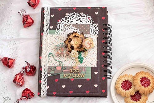 jewish judaica cookbook recipe book recipe binder israel gift hebrew for Made in Israel art scrapbook birthday craft handmade mom gifts her rosh hashanah scrap craft paper shabby chic flowers romantic