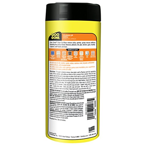Goo Gone Clean Up Wipes Adhesive Remover 24 Count Removes Adhesive