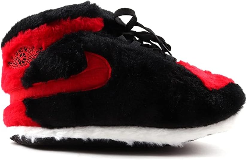 Jordan 1 Red/Black Hi Top Sneaker Plush Trainer Slippers Unisex Amazon
