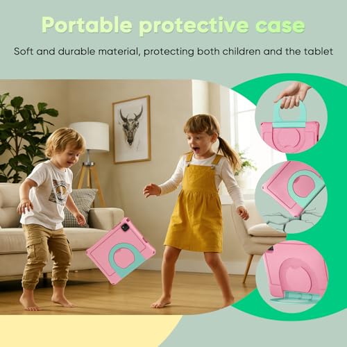 aiprotablet Kids Tablet, Android 16 Tablet for Kids 10 inch Octa-Core 2.2GHz with Case, 30GB RAM 64GB ROM, 2TB Expand, Parental Control, Dual Camera, BT, WiFi, with Keyboard Mouse Stylus, Gift (Pink)